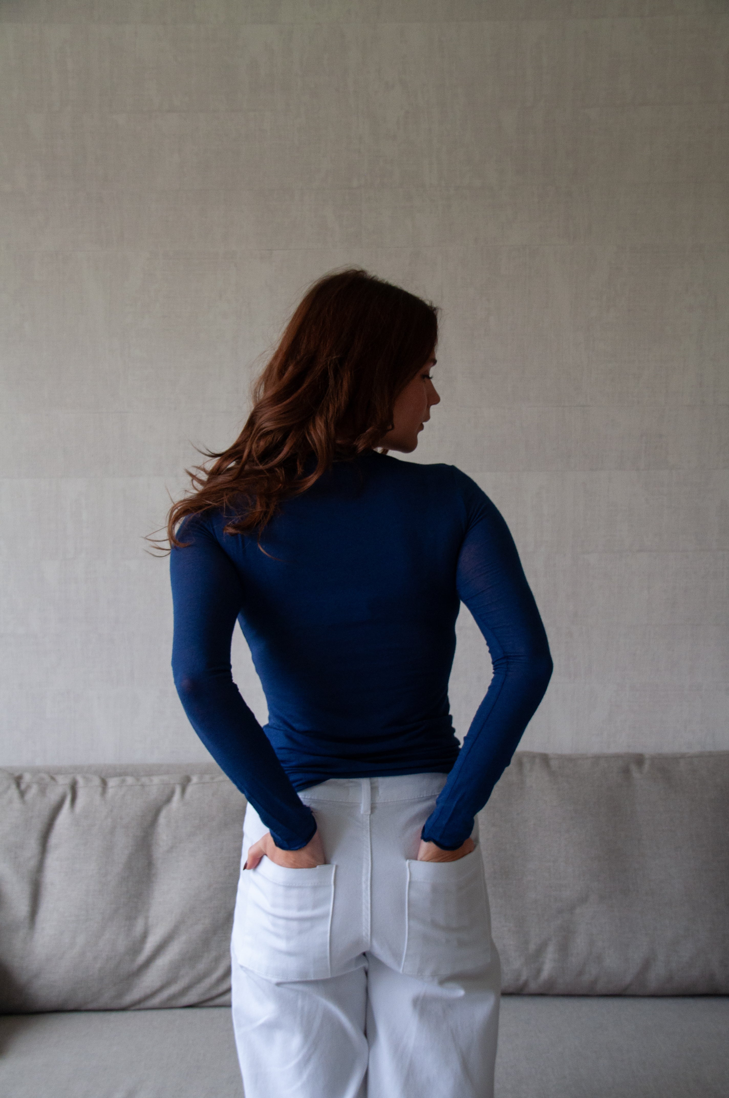 Sous-pull seconde peau cachemire & modal col V