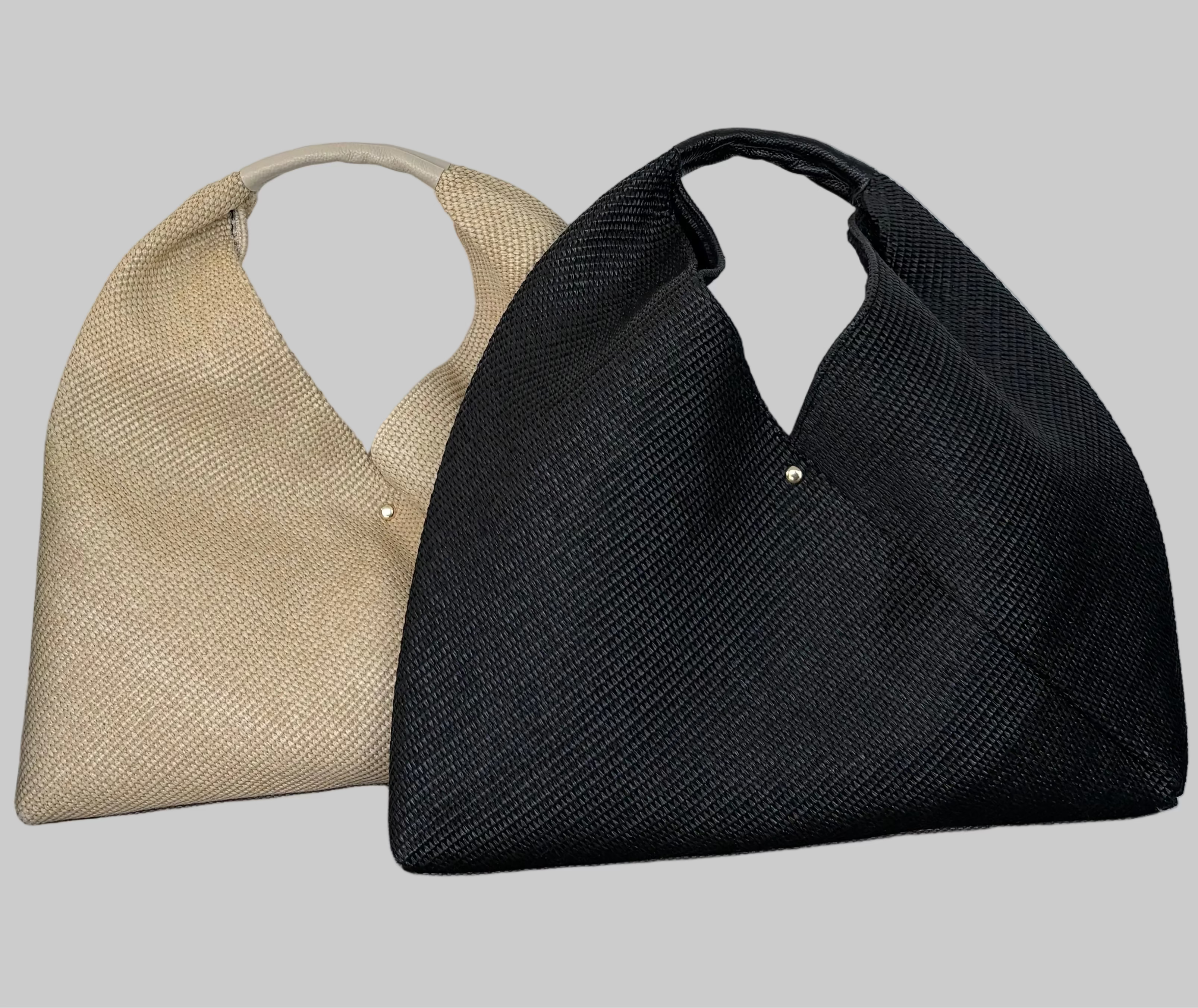Cabas en raphia & cuir pleine fleur beige ou noir