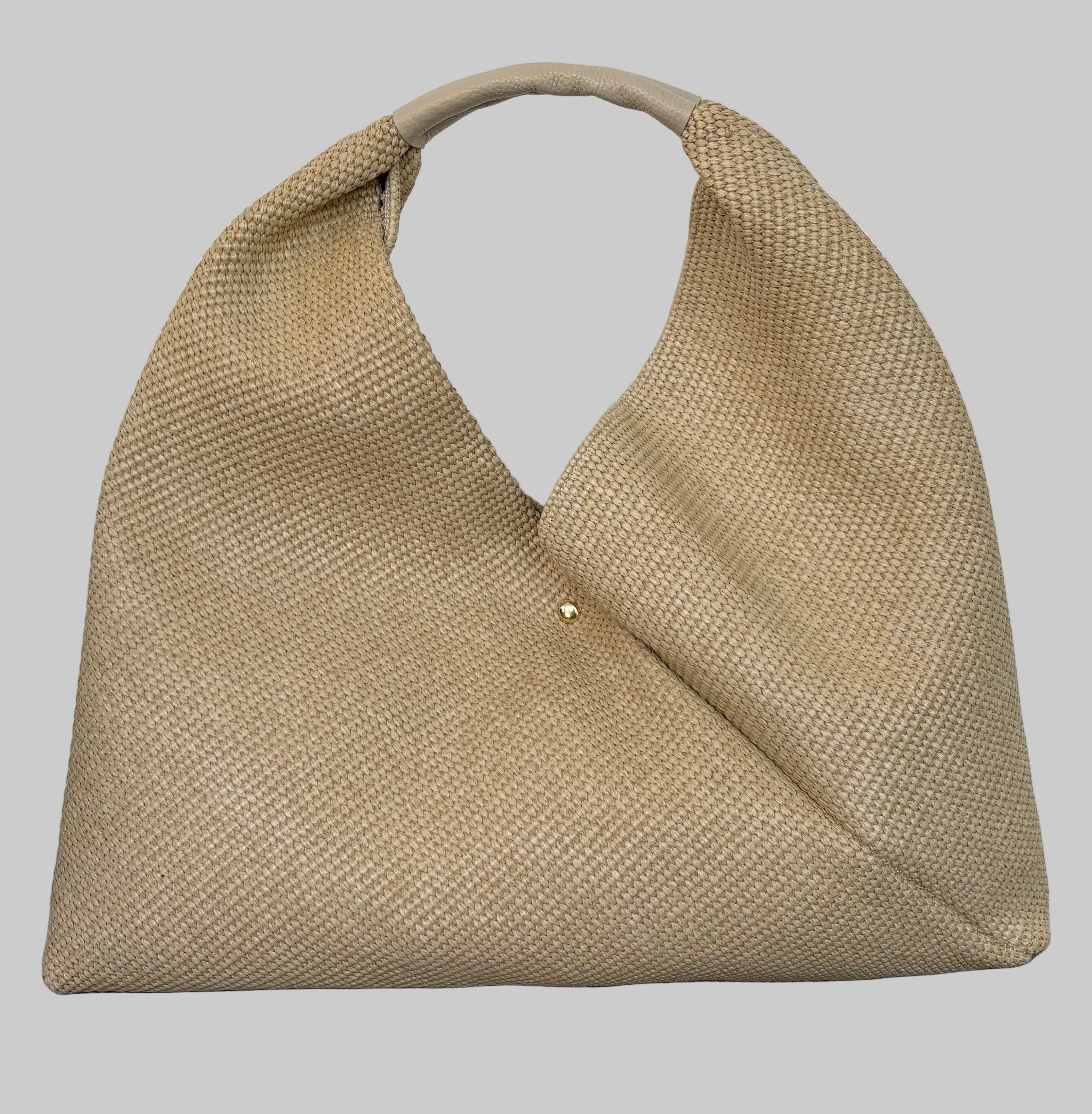 Cabas en raphia & cuir pleine fleur beige ou noir