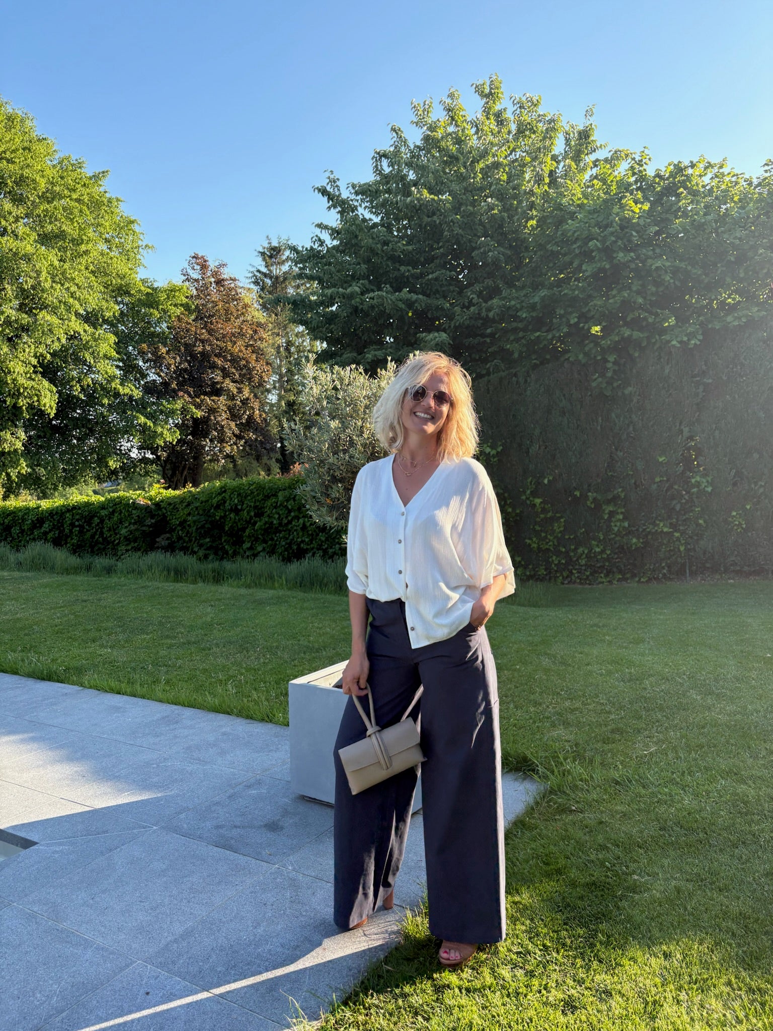Pantalon style cargo en coton taille haute