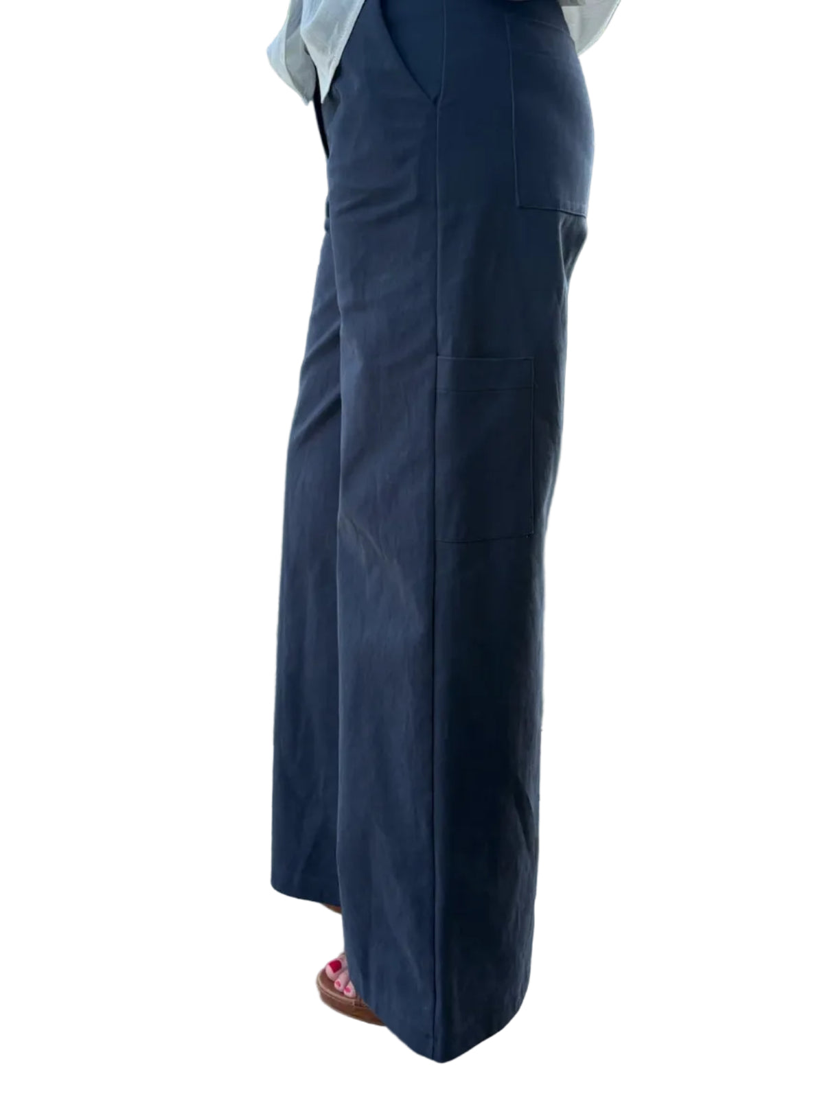 Pantalon style cargo en coton taille haute