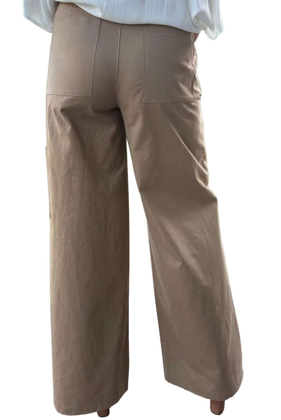 Pantalon style cargo en coton taille haute