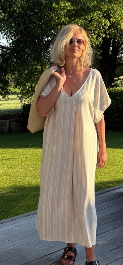 Robe longue d'été en lin et viscose