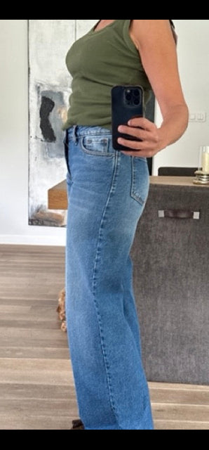 jean droit bleu moyen taille mi-haute