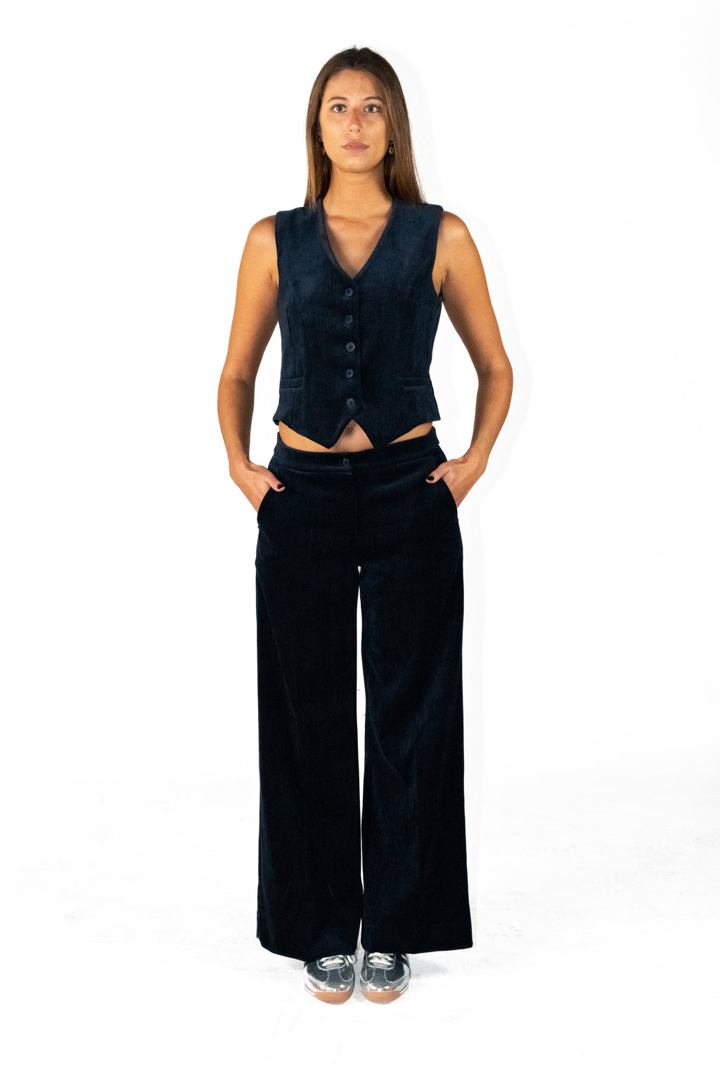 Pantalon large en velours