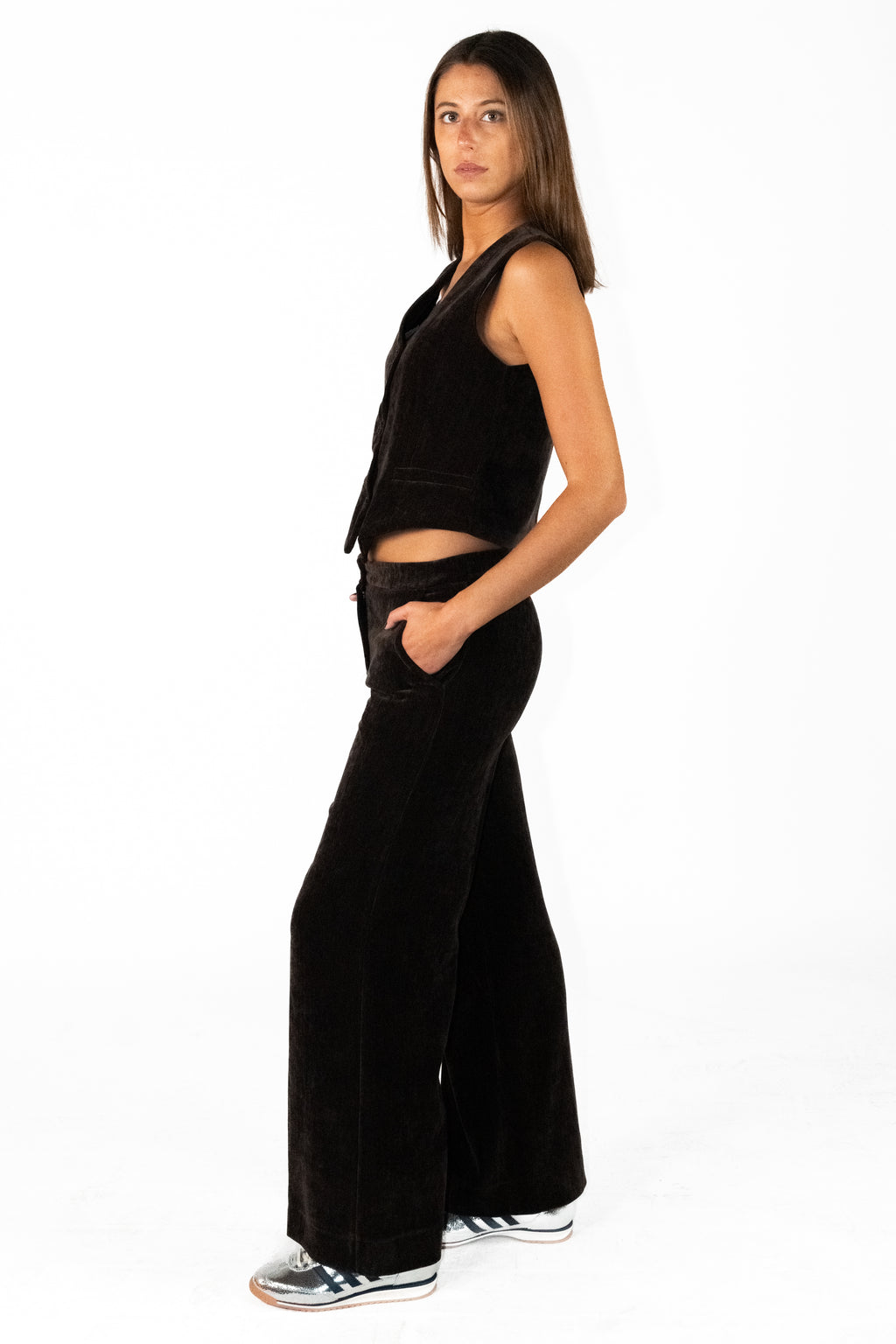 Pantalon large en velours