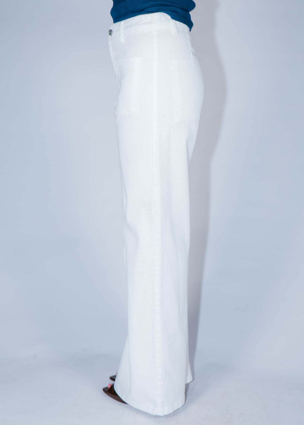 Jean taille haute blanc ou beige