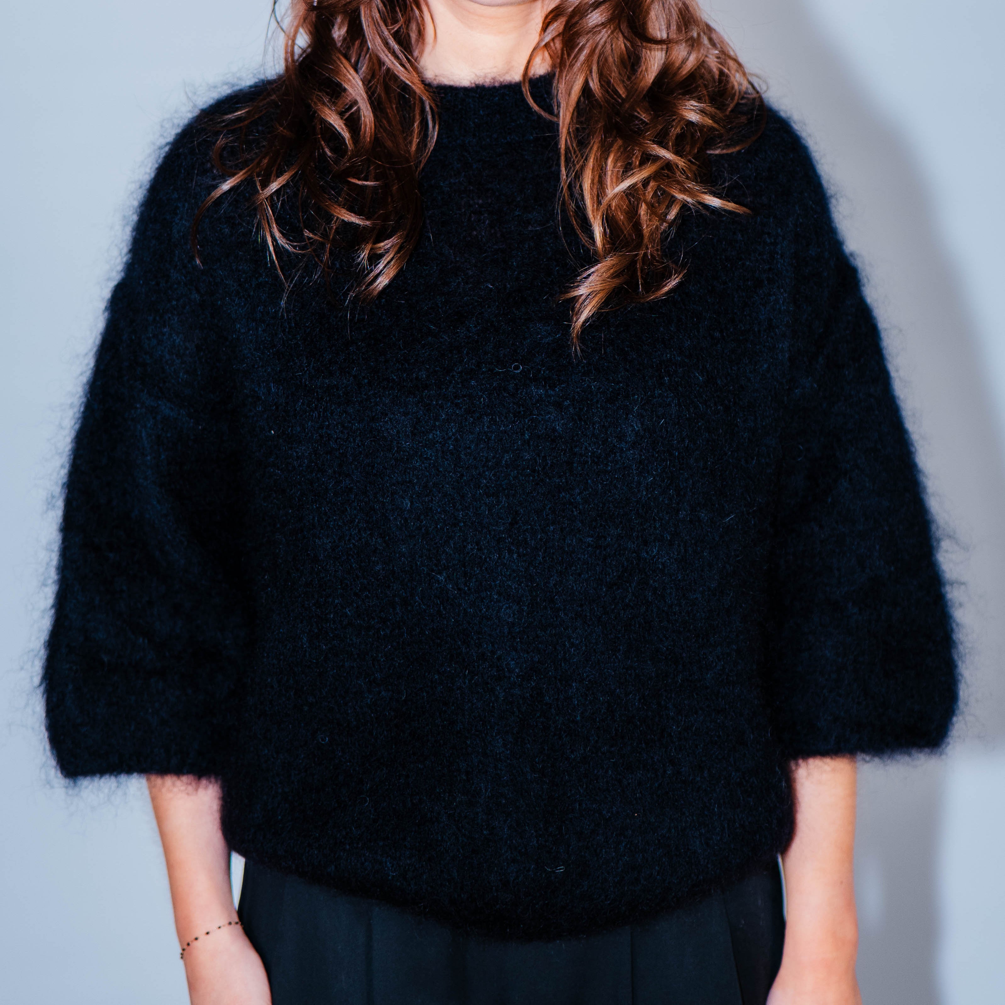 Pull col rond kid mohair manches 3/4