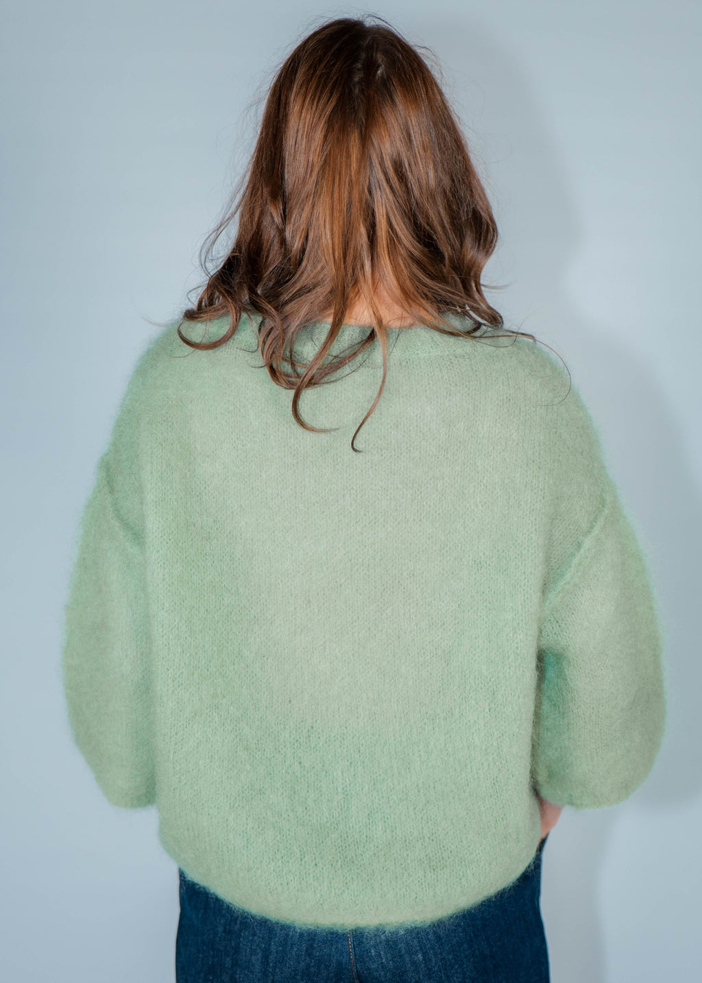 Pull col rond kid mohair manches 3/4