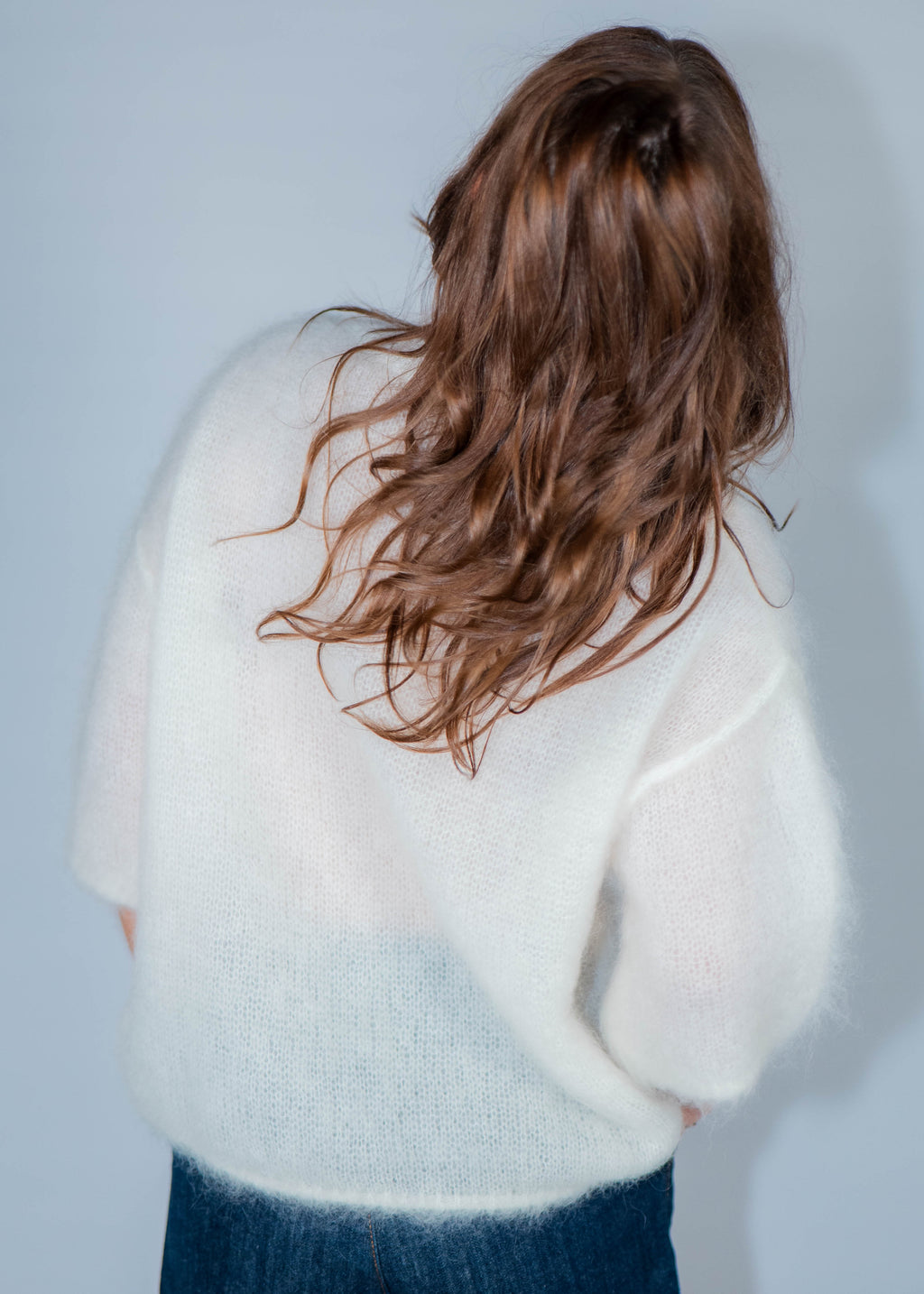 Pull col rond kid mohair manches 3/4