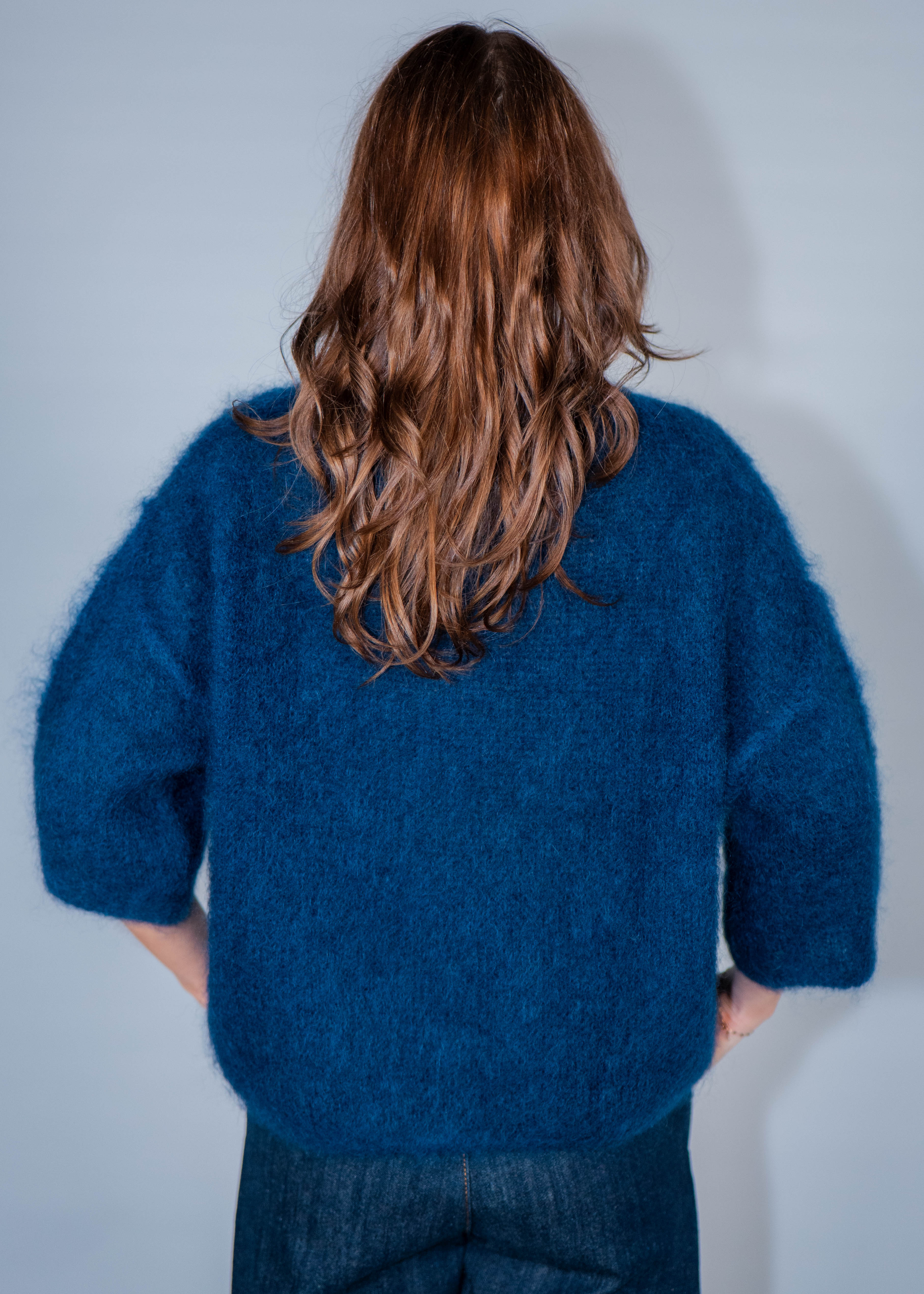 Pull col rond kid mohair manches 3/4