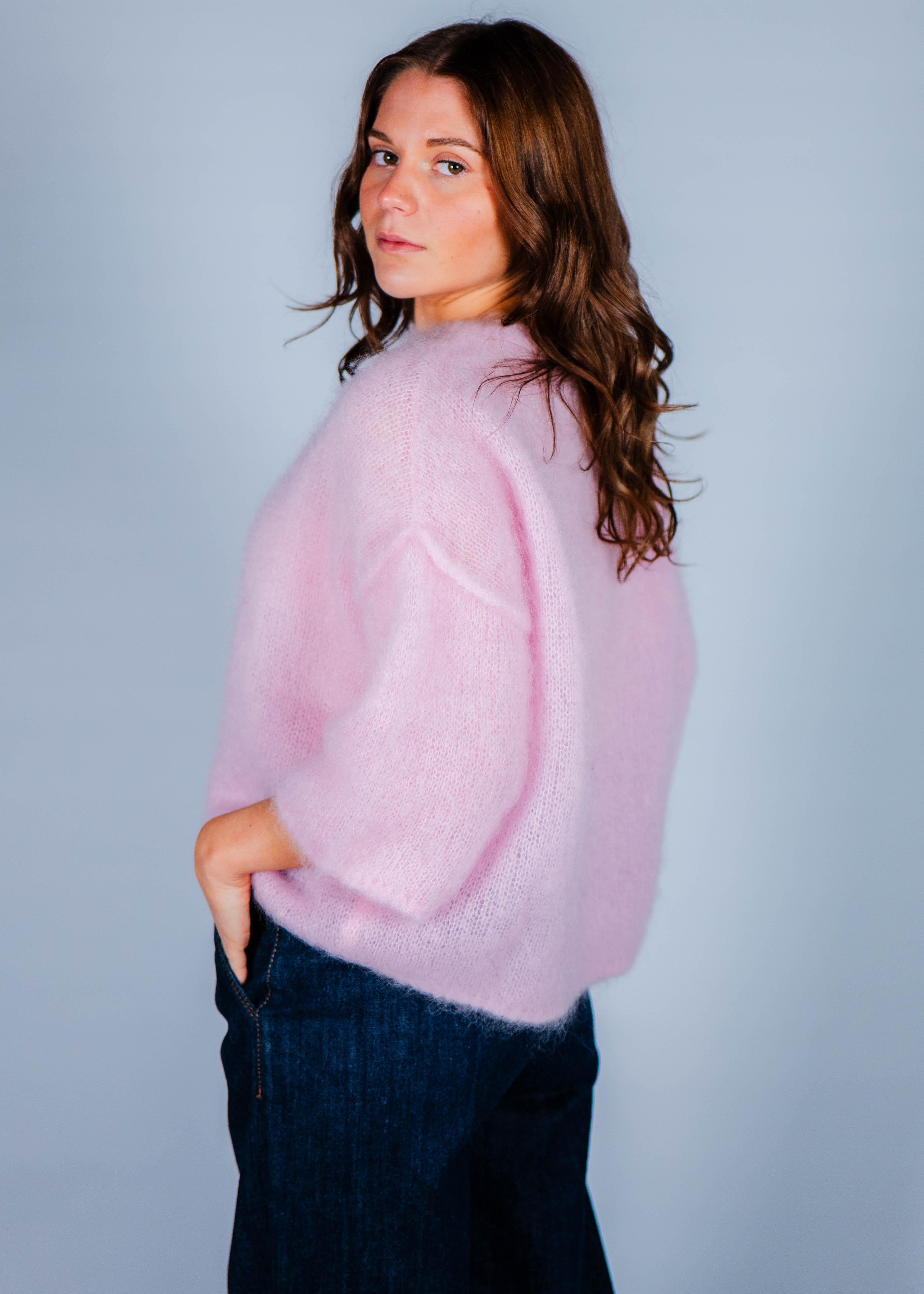 Pull col rond kid mohair manches 3/4