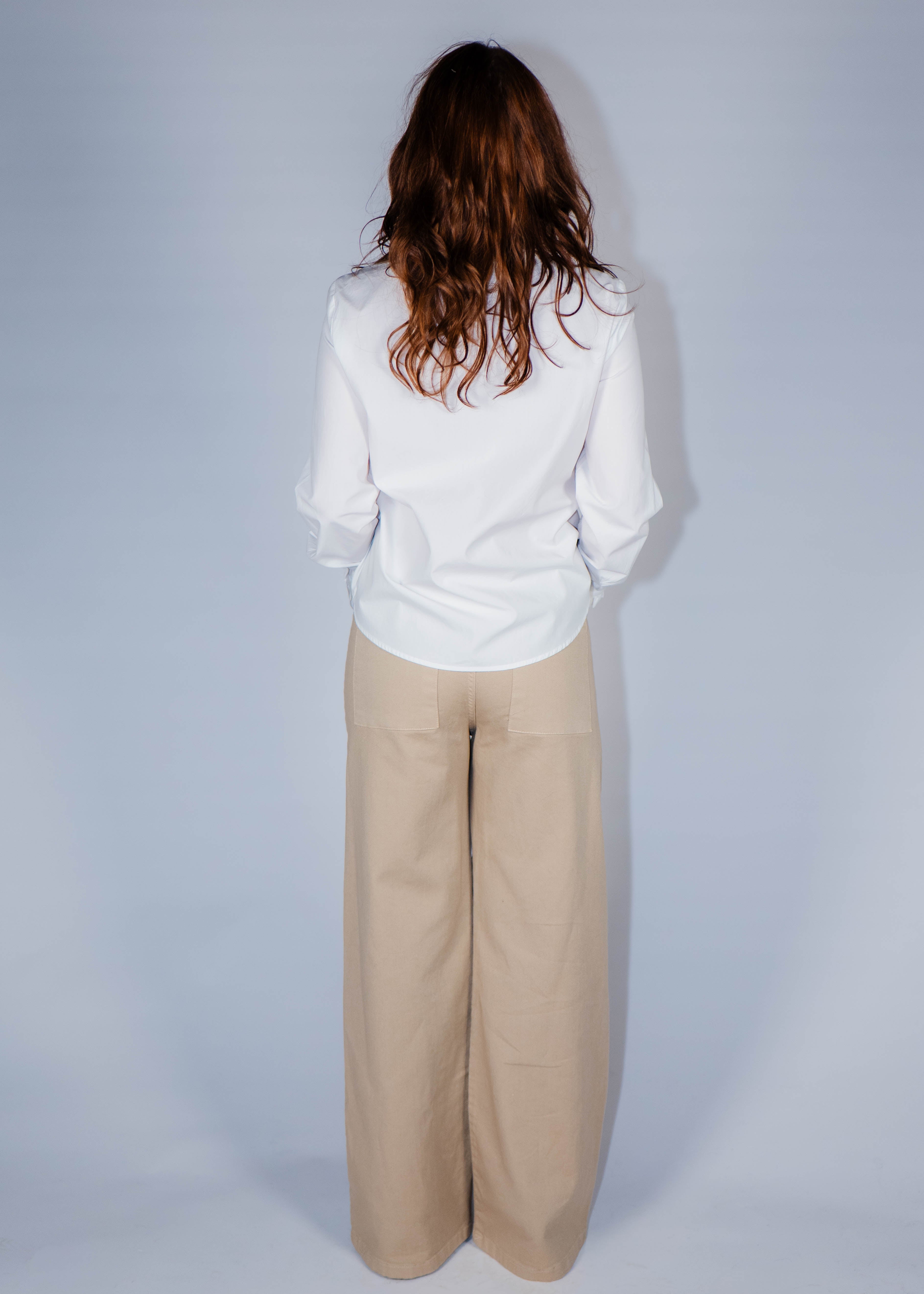 Jean taille haute blanc ou beige