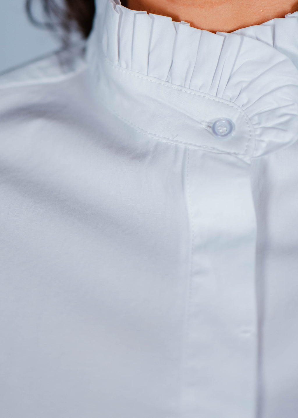 Chemise col mao volanté