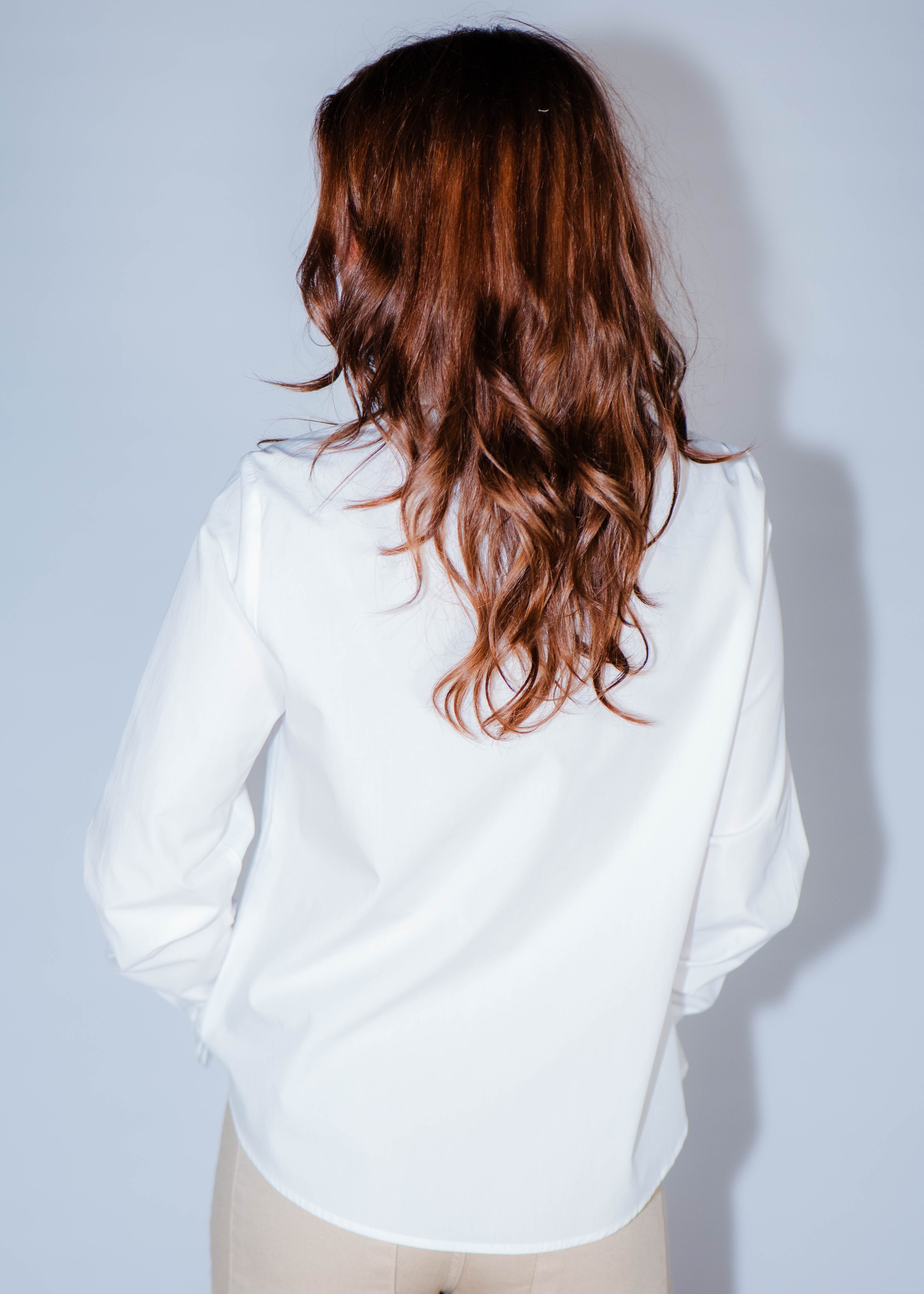 Chemise col mao volanté