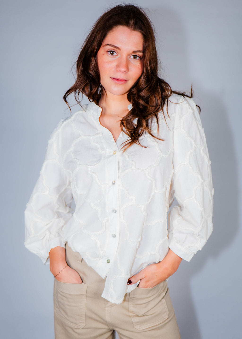 Blouse en coton écru