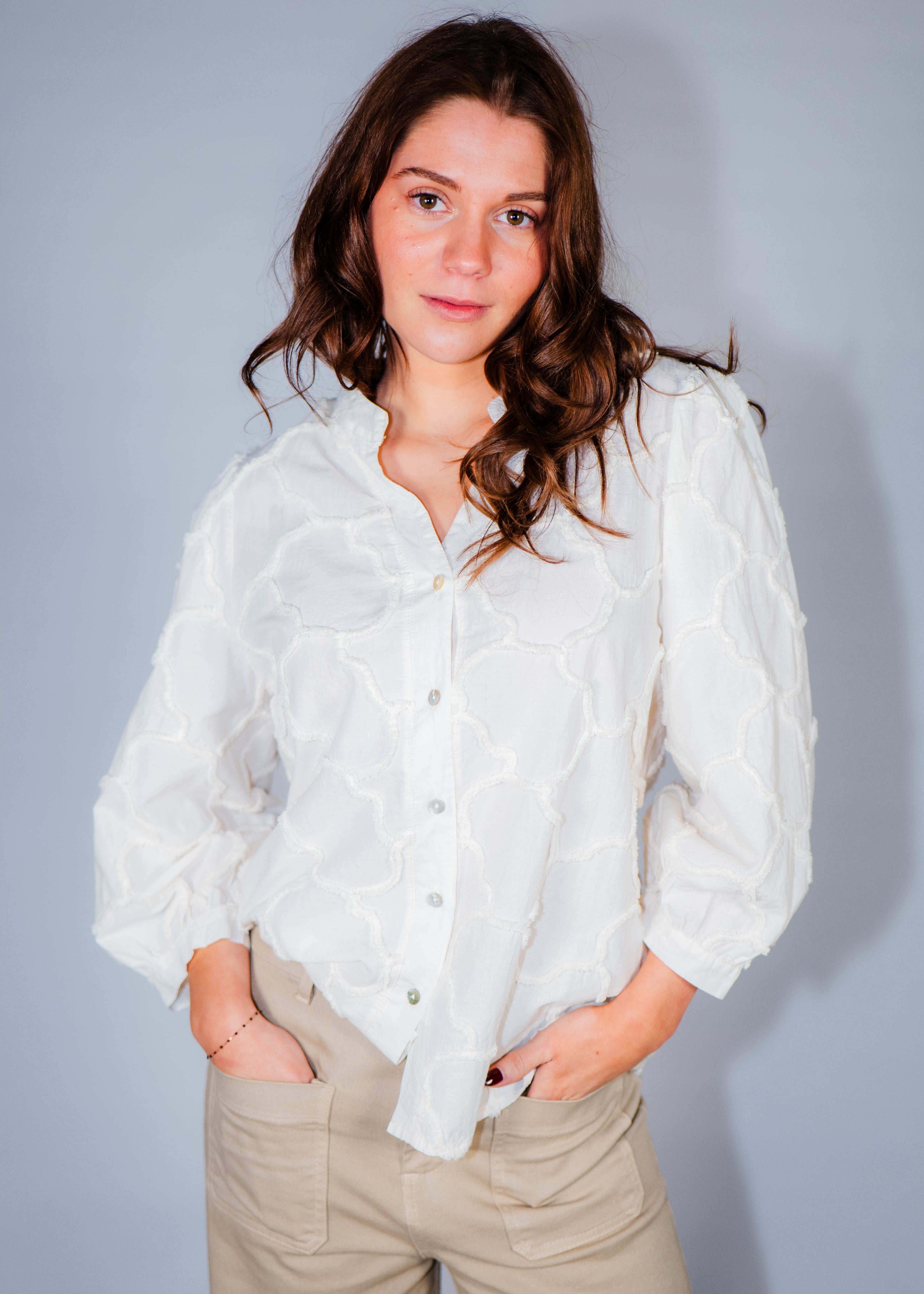 Blouse en coton écru