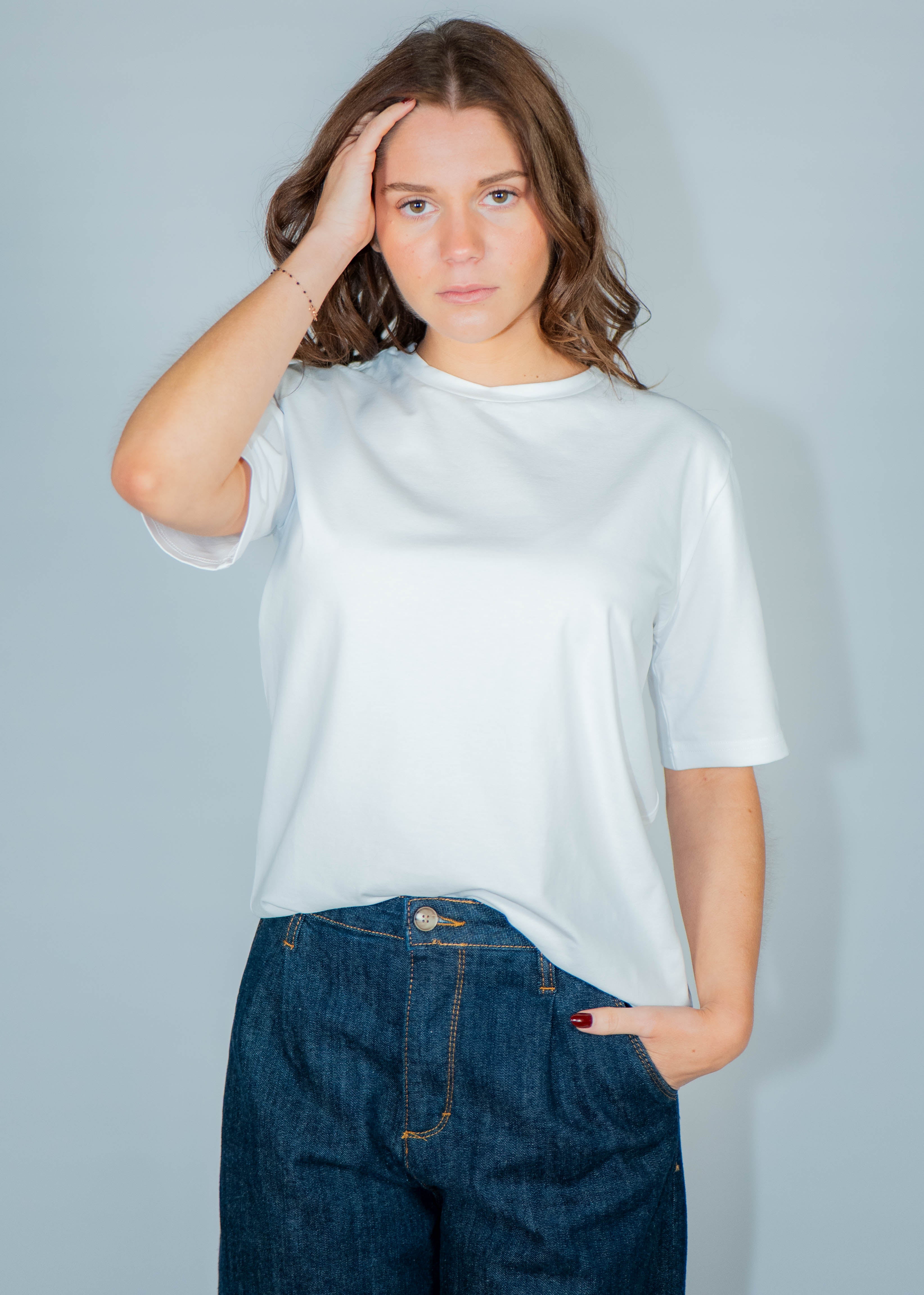 T-shirt blanc col rond