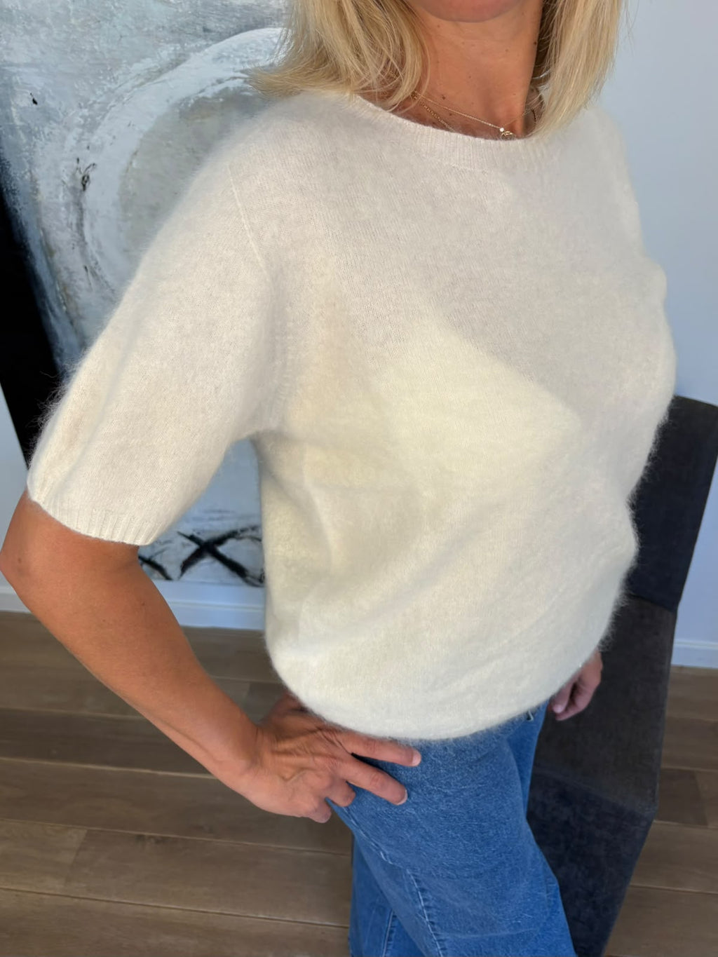Pull manches courtes laine et cachemire