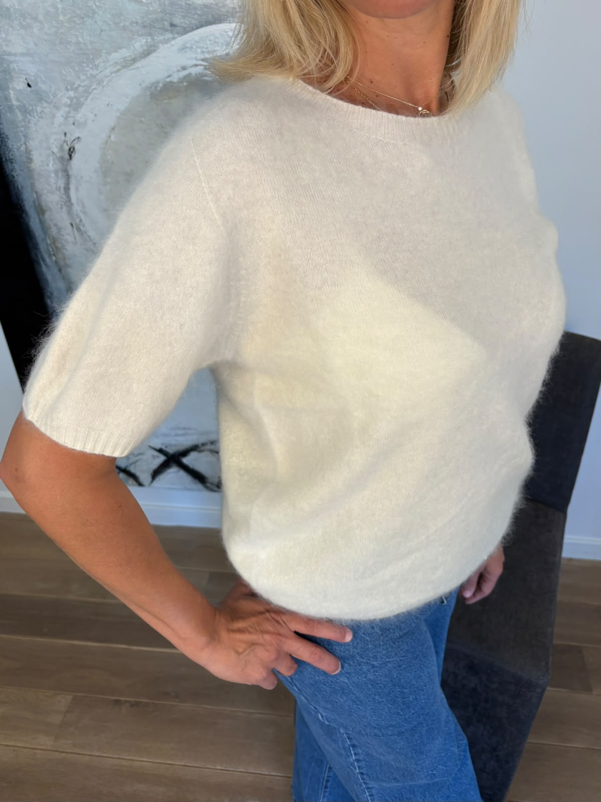 Pull manches courtes laine et cachemire