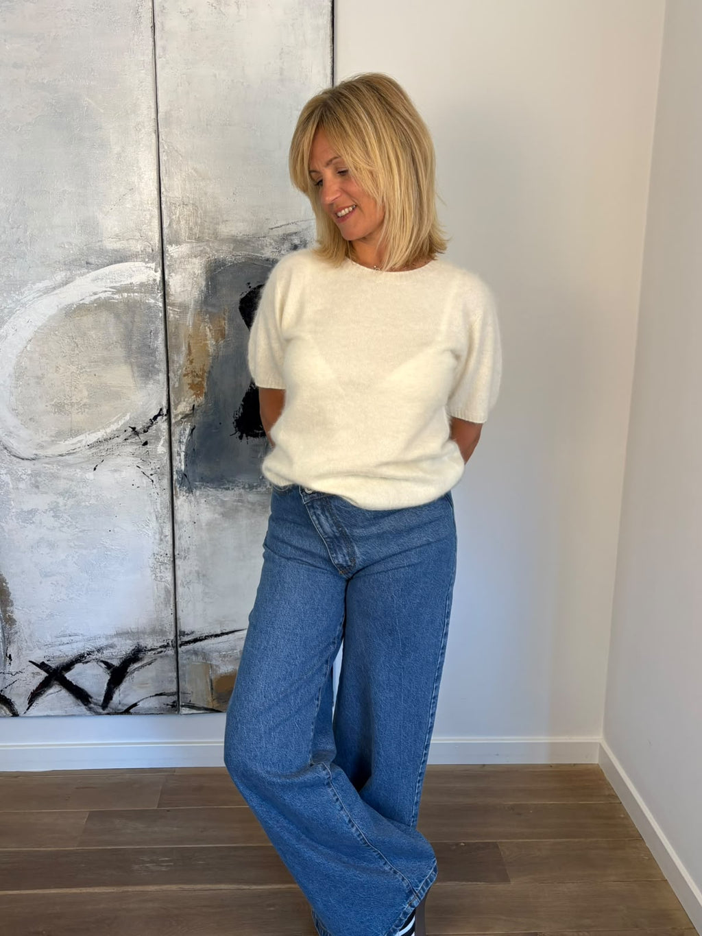 Pull manches courtes laine et cachemire