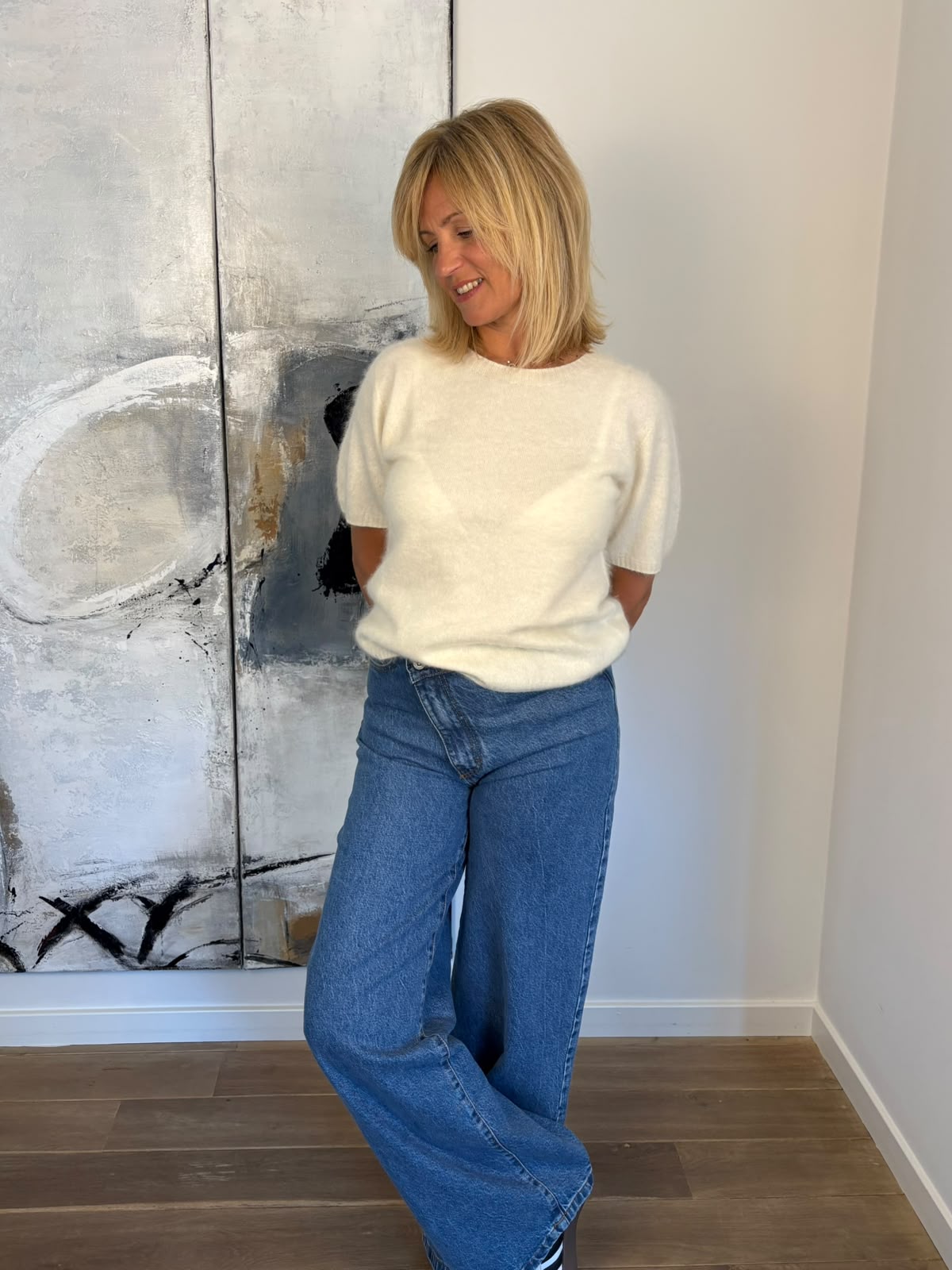 Pull manches courtes laine et cachemire