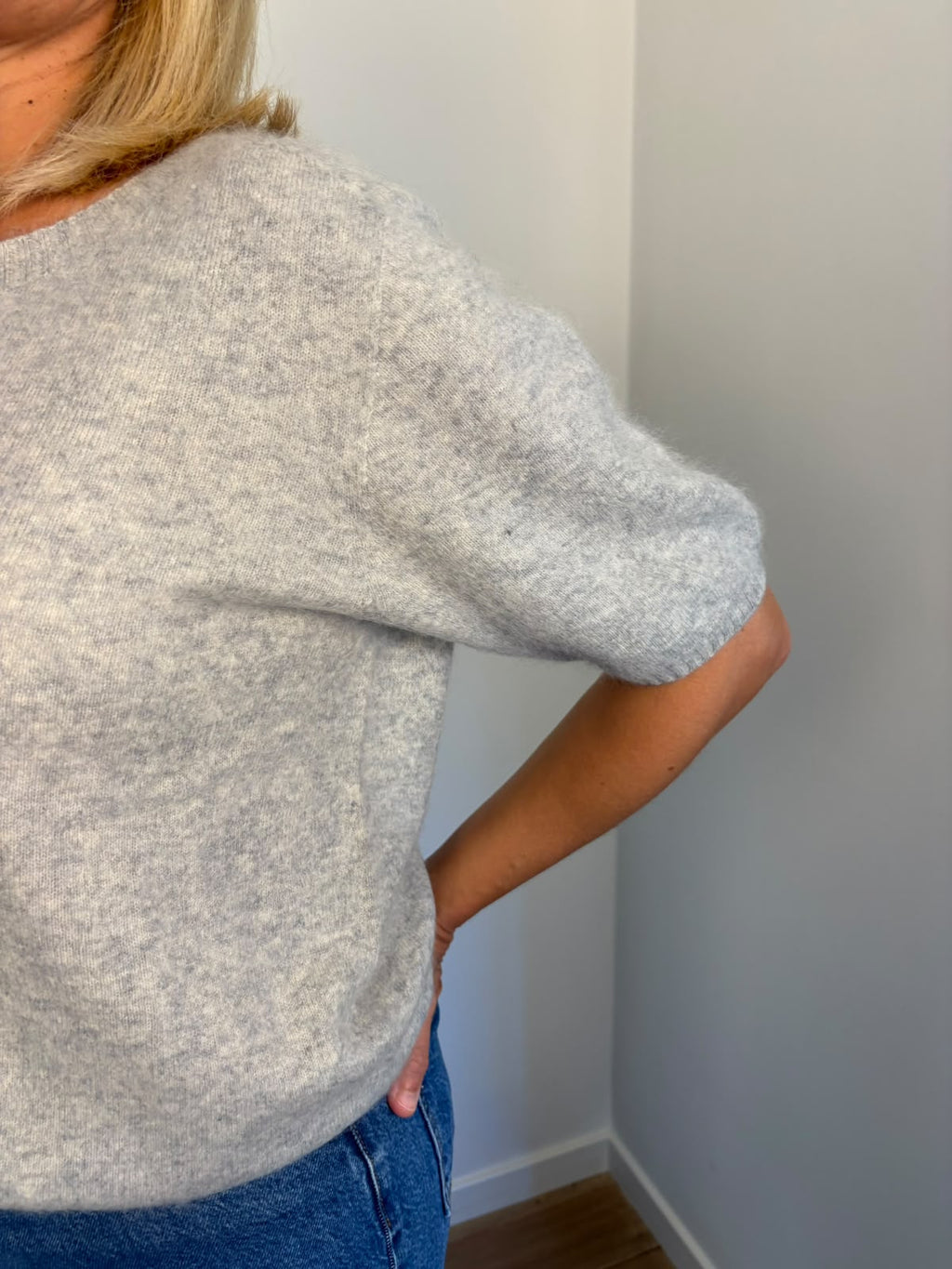 Pull manches courtes laine et cachemire