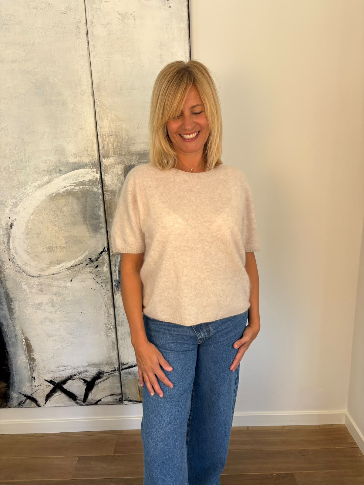 Pull manches courtes laine et cachemire