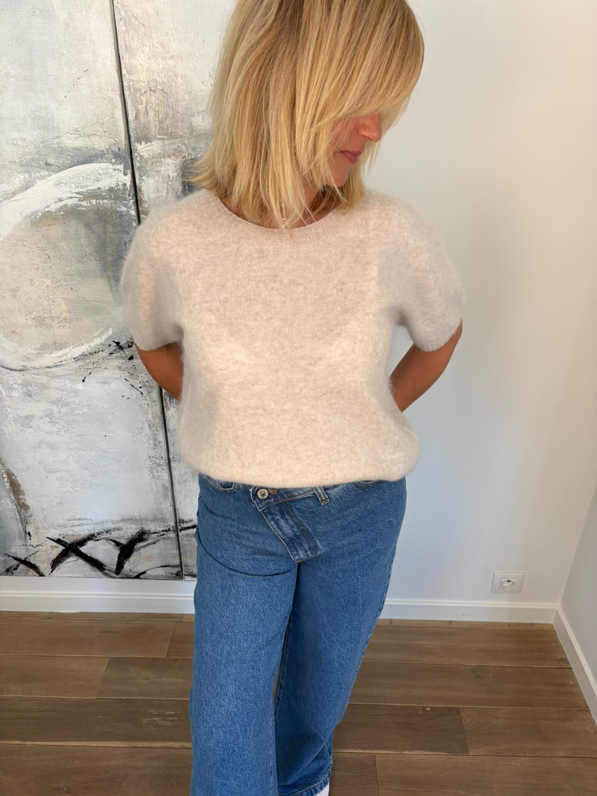 Pull manches courtes laine et cachemire